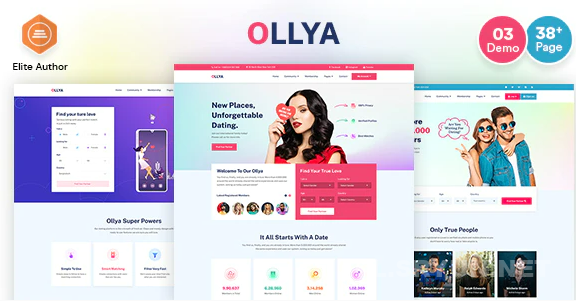 Ollya - 交友约会和社区网站模板响应式模板