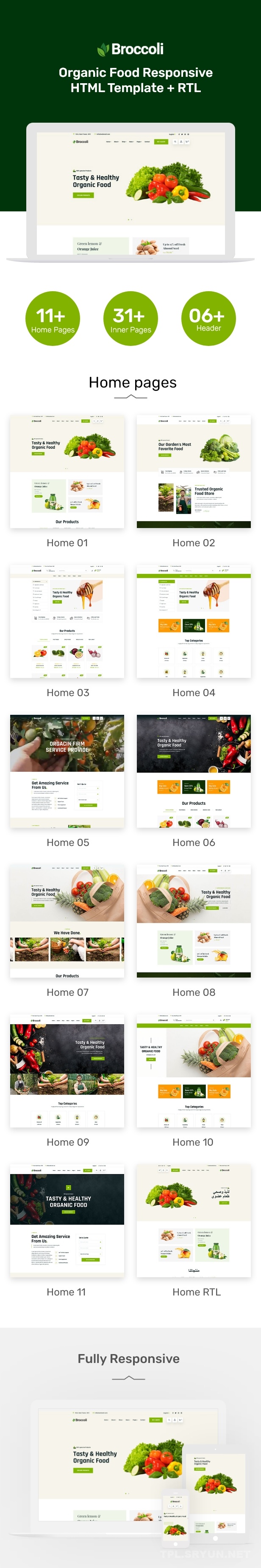 西兰花 – 有机食品HTML模板-尚睿切图网