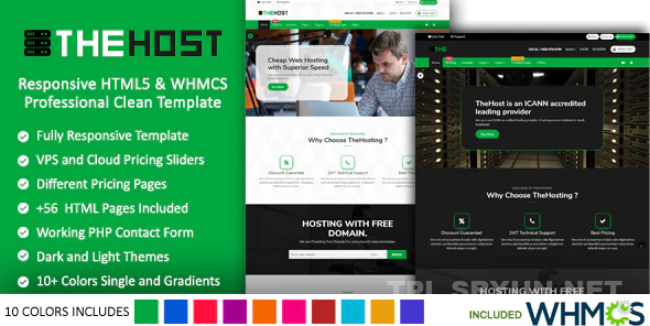 TheHost v9.0 – 响应HTML和WHMC最新 引导Web托管高级模板