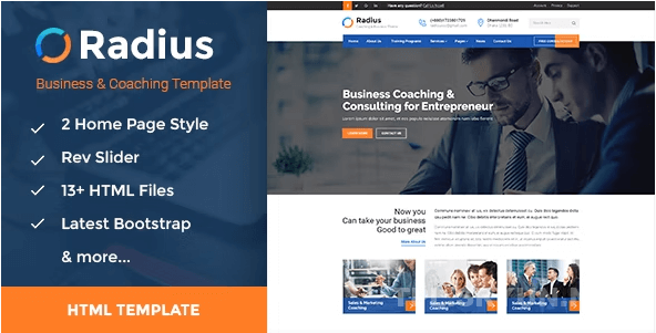 Radius v1.0 – 培训、辅导、咨询和业务 HTML 模板
